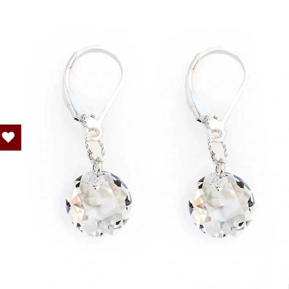 DEBRA NELSON ROUND CLEAR SWAROVSKI CRYSTAL DROP EARRINGS PERFECT FOR A BRIDE